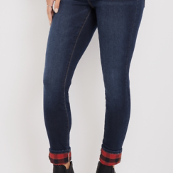 Maurice’s M Jean Skinny w/ Plaid Cuffs - Picture 1 of 5